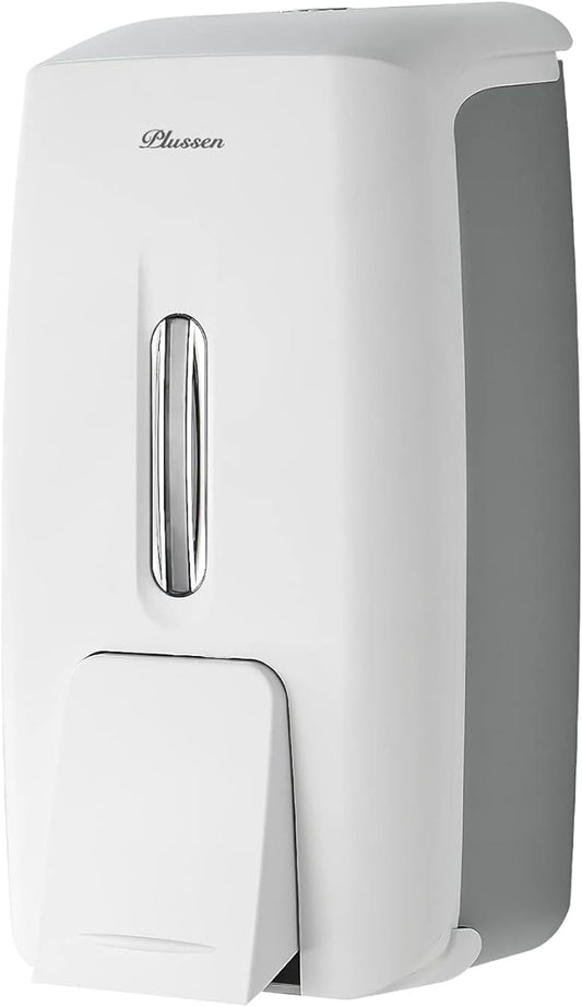 Soap Dispenser Wall Mount Adhesive Commercial Soap Dispenser 800ml No Drill Hand Sanitizer Dispenser for Bathroom Support Liquid and Gel,White-PN9088
