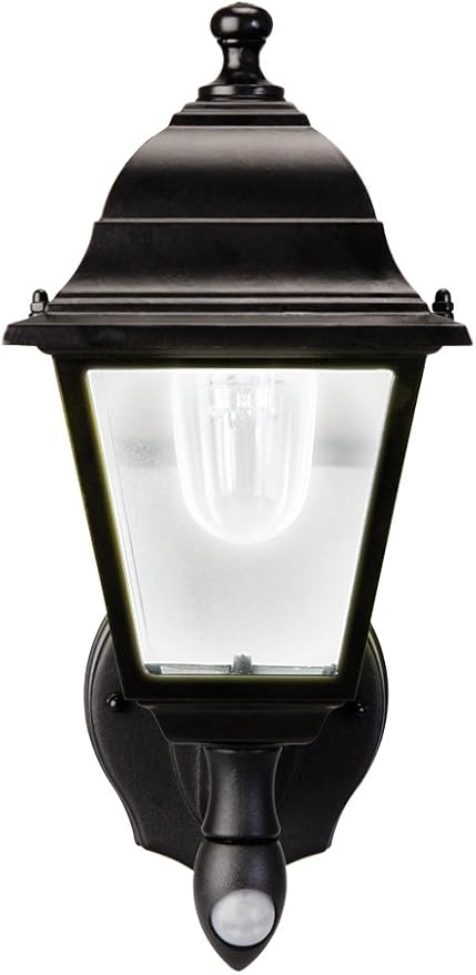 Maxsa 44219-RS Premium Wireless Battery-Powered Motion-Activated Decorative Outdoor Wall Sconce Lighting Fixture, Cool White LED, Metal Housing, Black