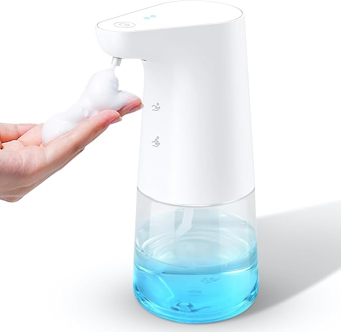 Automatic Foaming Soap Dispenser: LAOPAO Touchless Hand Soap Dispenser for Kids Type-C Rechargeable Sensor Pump Waterproof Foam Dispenser for Bathroom Kitchen School Xmas Gift, 13oz