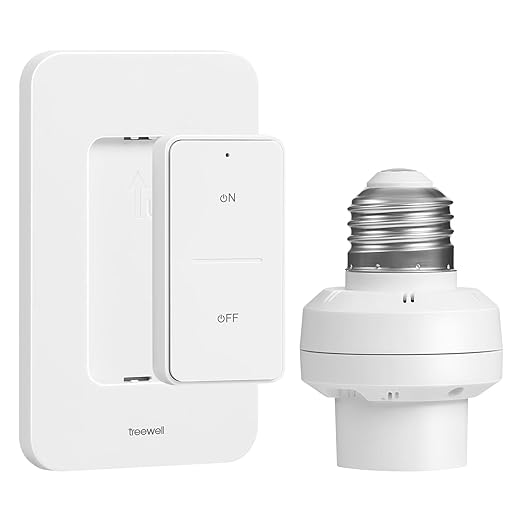 Remote Control Light Bulb Socket, 200FT Range Remote Light Socket, Wireless Wall Mounted Light Switch for Pull Chain Light Fixture, E26 E27 Lamp Socket, No Wiring Needed, FCC Listed