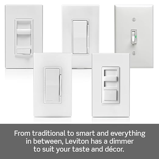 Leviton Table Lamp Dimmer White | 150W LED/CFL Compatible | 6 Foot Cord | Slide Control | Pack of 4