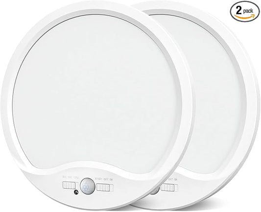 zemty 2Pack 12inch Motion Sensor Ceiling Lights Wired, 24W 2400lm 3CCT/3 Mode/30-120s Timer, Bright White LED Flush Mount Light Fixture Motion Activated for Closet Pantry Hallways Stairwells Garage