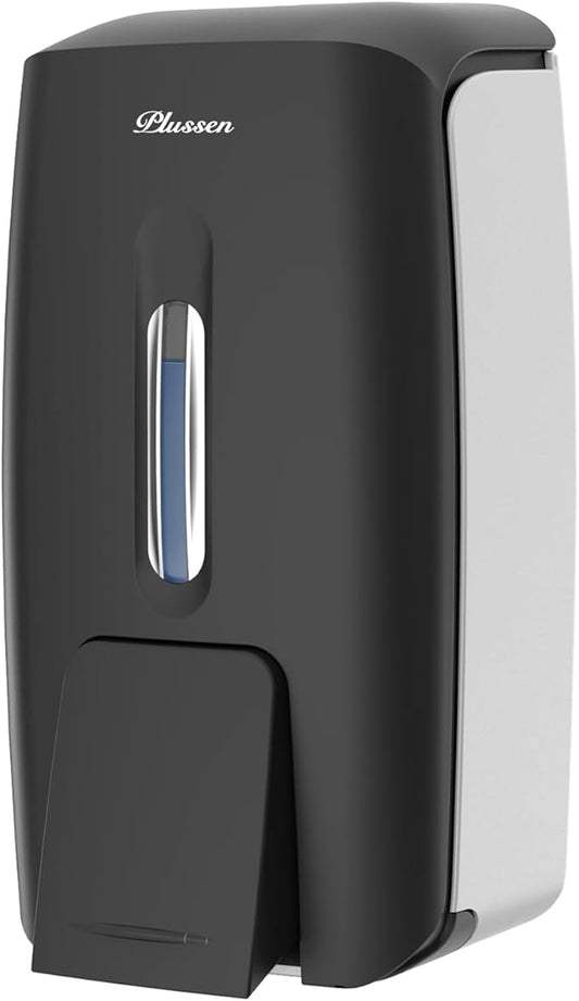 Soap Dispenser Wall Mount Adhesive Commercial Soap Dispenser 800ml No Drill Hand Sanitizer Dispenser for Bathroom Support Liquid and Gel,Black-PN9088