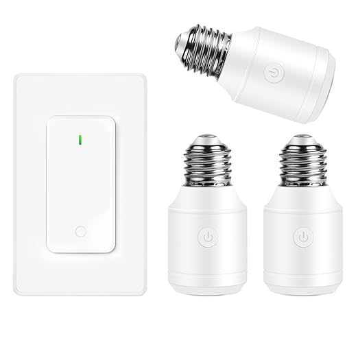 Remote Control E26 E27 Light Bulb Socket Adapter,GreenCyle Wireless Light Switch and 3 Standard Medium Base Lamp Socket Extender 2.3"(5.8cm),Screw-in,Max 500W,No Wiring Needed,500ft RF Range,for Lamp