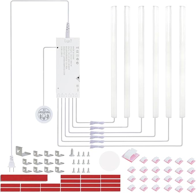 12" V-Shape Diffused LED Light Bars Kit,Aluminum Channel Lights with Touch Sensor for Under Cabinet,Gun Safe,Closet,Under Counter,Book Shelf,Display Showcase,3000K Warm White,6 Pack