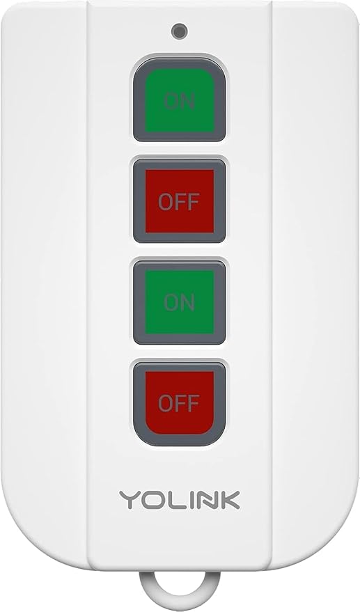 YoLink On/OffFob Programmable 2-Device/Group Smart Fob, LoRa Extreme Long (up to 1/4 Mile Open-air) Range for use with YoLink Smart Plugs, Light Switches, Plugs, Relays, Valves, Locks, etc.