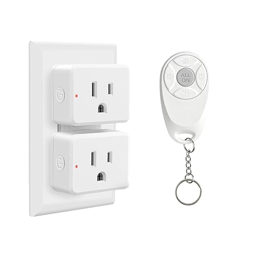 Greencycle Remote Control Outlet,Wireless Light Switch and 2 Outlet Plugs,Remote Outlets Switch,No Wiring Needed,500ft Range Coverage,15A/1500W for Lamps,Fans,TV,FCC Certified, White