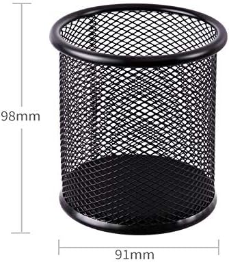 HSYMQ Black Pen Holder Cup for Desk, Pencil Cup Holder, Black Wire Mesh Pen Cup for Desk Office Pen Organizer