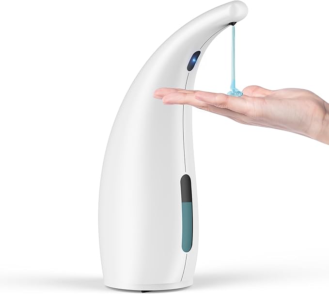 Automatic Liquid Soap Dispenser,300ML Touchless 4 Gear Adjustable,Countertop Electric Battery Operated White Hand Soap Dispenser with Sensor for Bathroom,Kitchen,Office