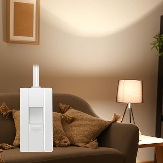 TOPGREENER Table-Top Plug in Dimmer for Table or Floor Lamps, Slide Control, Works with 360 Watt Incandescent and 150 Watt Dimmable CFL/LED, Off at Lowest dim, 6ft Cord, TGTTDL300-W, White, 2 Pack