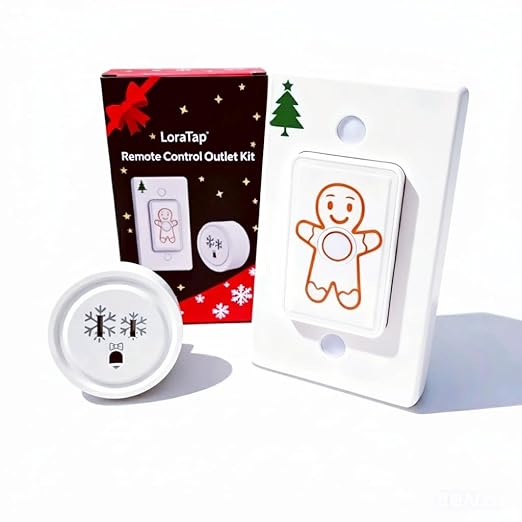 LoraTap Remote Control Outlet (Christmas Tree Light Switch): Wireless Wall Switch – 100ft Indoor Range – On/Off Outlet for Holiday Lights & Small Appliances – Pre-Programmed & No Wiring