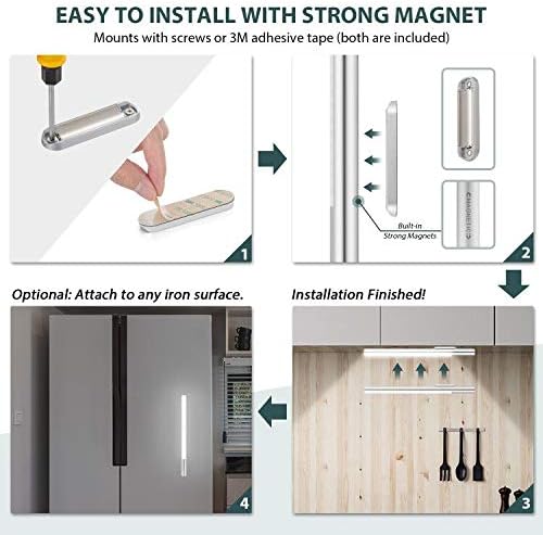 Alivation 48 LED Closet Light Motion Activated, T401 Led Under Cabinet Lighting Battery Operated Light, Rechargeable Large 4500 mah Battery Powered, Under Counter Lights for Kitchen, Stick on for Wall