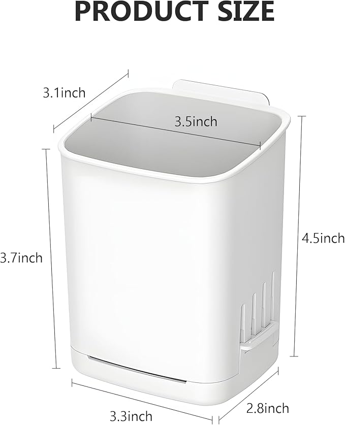 2 Pack Wall Mounted Toothbrush Holders，Removable Drill-Free Wall Shower Holder for Toothbrush,Toothpaste, Razor, Self-draining Self Adhesive Cup in Shower, Kitchen Tableware Organizer(White)