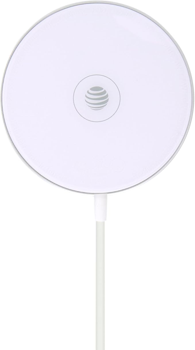 AT&T 15W Qi Wireless Charging Pad with Secure Magnetic Alignment, Qi Certified Fast Charger for iPhone, Android, Pixel, USB-C Input, Case-Friendly, Desk or Nightstand Use - White