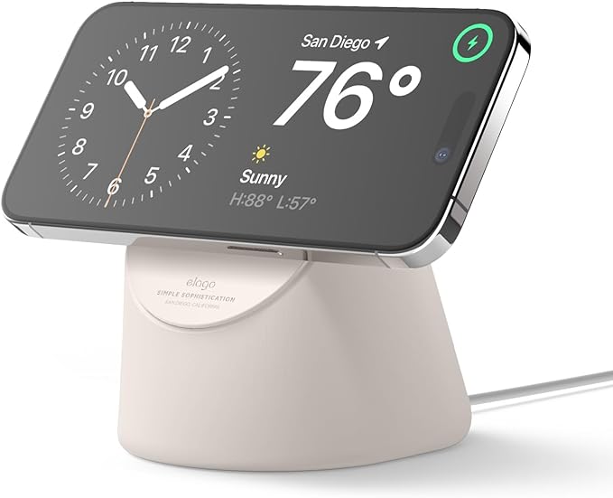 elago MS1 Charging Stand Compatible with MagSafe Charger - Premium Silicone Stand Compatible with iPhone 17/16/15/14/13/12 Series, Designed for iOS Standby Mode [Stone] [Charging Cable Not Included]