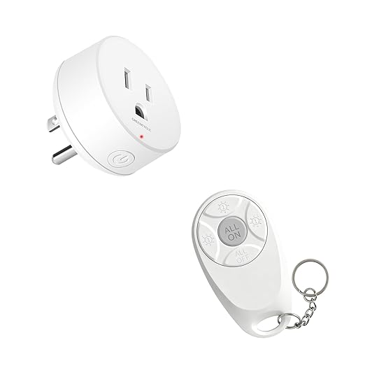 Remote Control Outlet,Greencycle Remote Light Switch and Plug,Wireless Light Switch,500ft Range,No Wiring Needed,15A/1500W for Household Appliances,FCC Certified,White