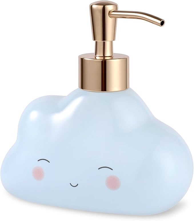 Cute Cloud Shape Soap/Hand Sanitizer Metal Pump Dispenser, Refillable for Bathroom Accessories, Gifts for Kids (Blue)