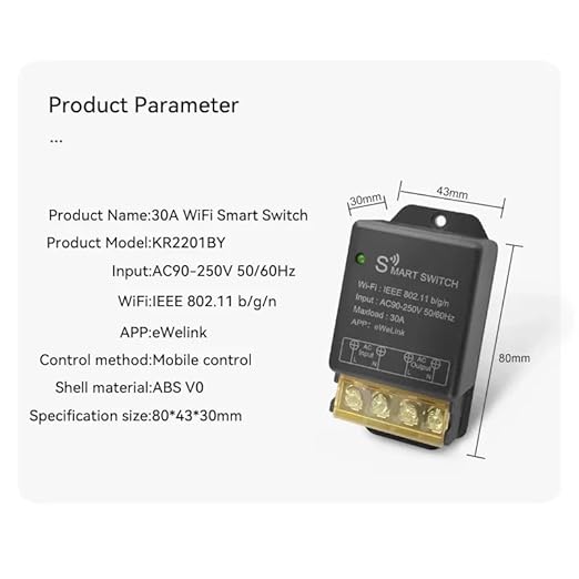 Ewelink 30A Hight Power WiFi Smart Switch 110V/120V/240V, APP Remote with Timer, Wireless DIY Mode for Home Automation, Compatible with Alexa & Google Home