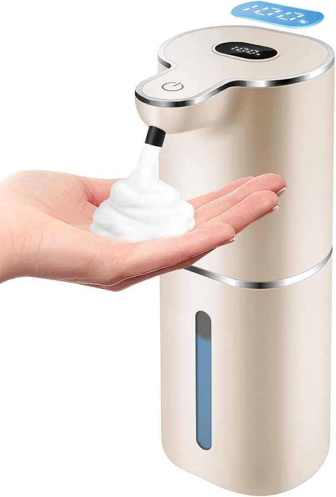 Automatic Foaming Soap Dispenser with Digital Display, 6-Level Foam Adjustable, Rechargeable, 12.8oz/ 380ml Wall Mounted Touchless Hands Free Auto Dispenser for Kitchen, Bathroom, Hotel, Restaurant