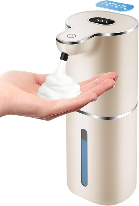 Automatic Foaming Soap Dispenser with Digital Display, 6-Level Foam Adjustable, Rechargeable, 12.8oz/ 380ml Wall Mounted Touchless Hands Free Auto Dispenser for Kitchen, Bathroom, Hotel, Restaurant