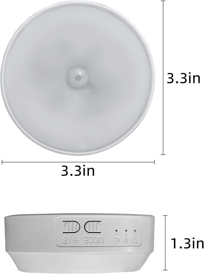 EZVALO 4 Pack Motion Sensor Closet Lights, 1200mAh USB-C Rechargeable LED Puck Lights, Under Cabinet Lights, Night Lights, Dimmable, 3 Color Temps, Magnetic, Stick-On for Closet, Pantry, Stair