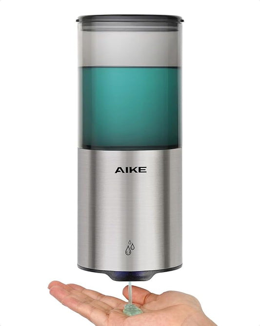 AIKE Automatic Wall Mount Liquid Soap Dispenser for Home and Commercial Bathroom 13.5oz IPX7 Waterproof,Brushed Stainless Steel