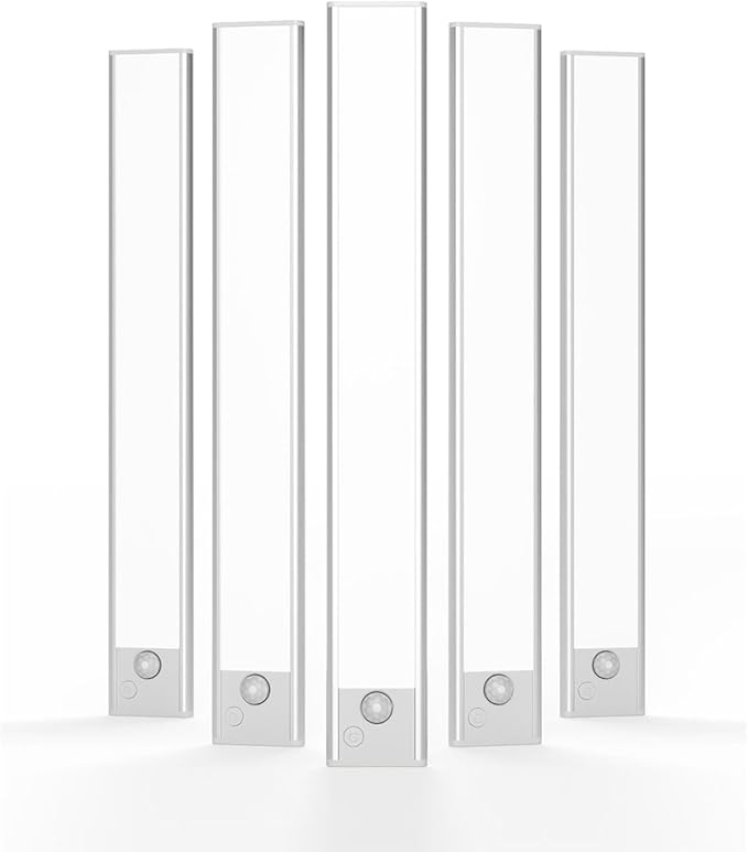 Under Cabinet Lighting, LED Magnetic Motion Activated Under Cabinet Lights, Rechargeable Closet Lights 2500mAh Battery Operated, Wireless Dimmable Under Counter Lights for Kitchen,Hallway 5 Pack