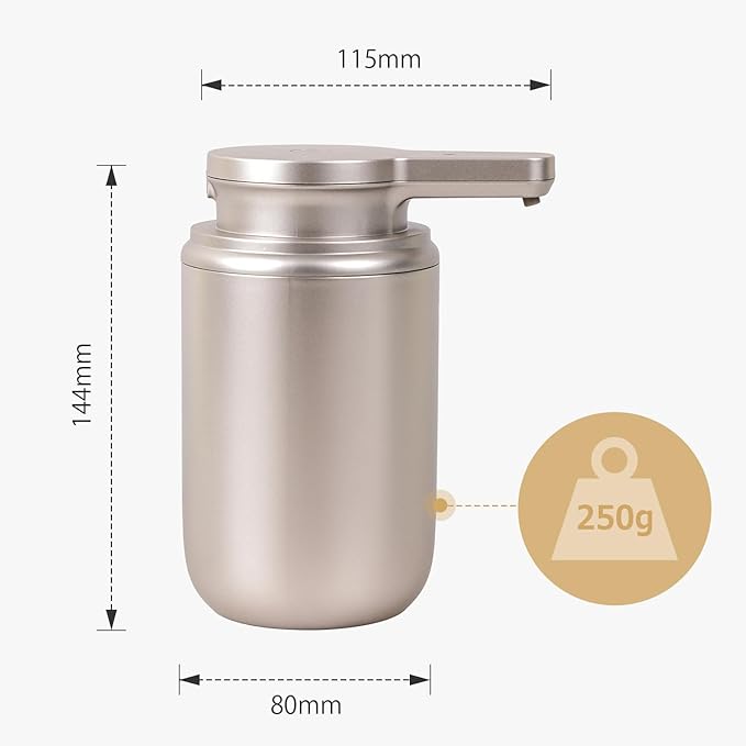 LAOPAO Automatic Soap Dispenser, Foaming Hand Soap Dispenser for Bathroom Kitchen ABS Rechargeable Touchless Hand Soap Pump 10oz, Xmas Gift, Light Silver Plastic
