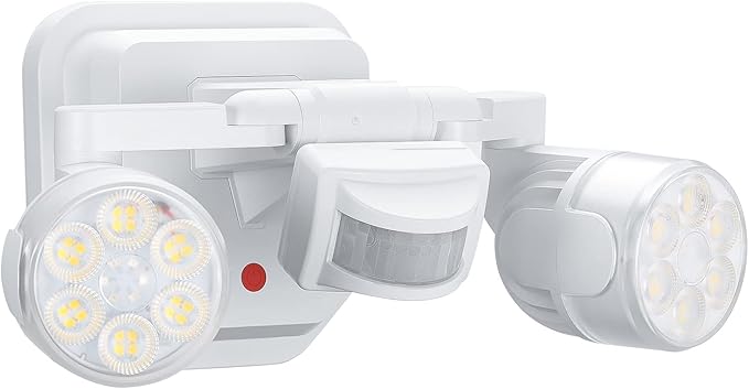 OREiN Motion Sensor Outdoor Lights, 450° Superwide Adjustment Dimmable Dusk to Dawn Flood Lights Outdoor, 5000K/12W (150W Equiv) Outside LED Security Lights IP65, White (Hardwired)