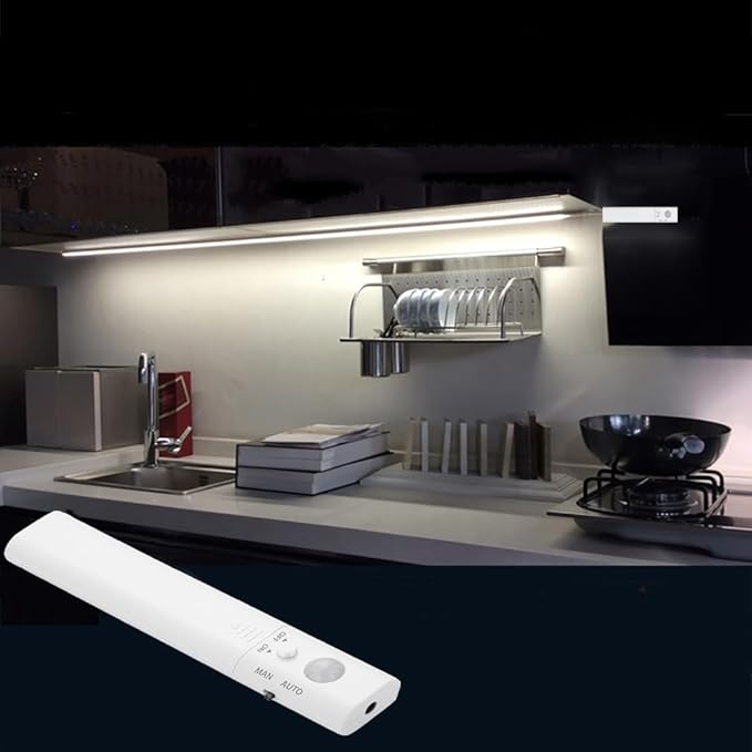 9.8ft Under Cabinet Lighting Motion Led Strip Closet Lights Battery Powered Basement Trunk Counter Bed Stair Light for Bedroom Kitchen Indoor Nature White 4000K