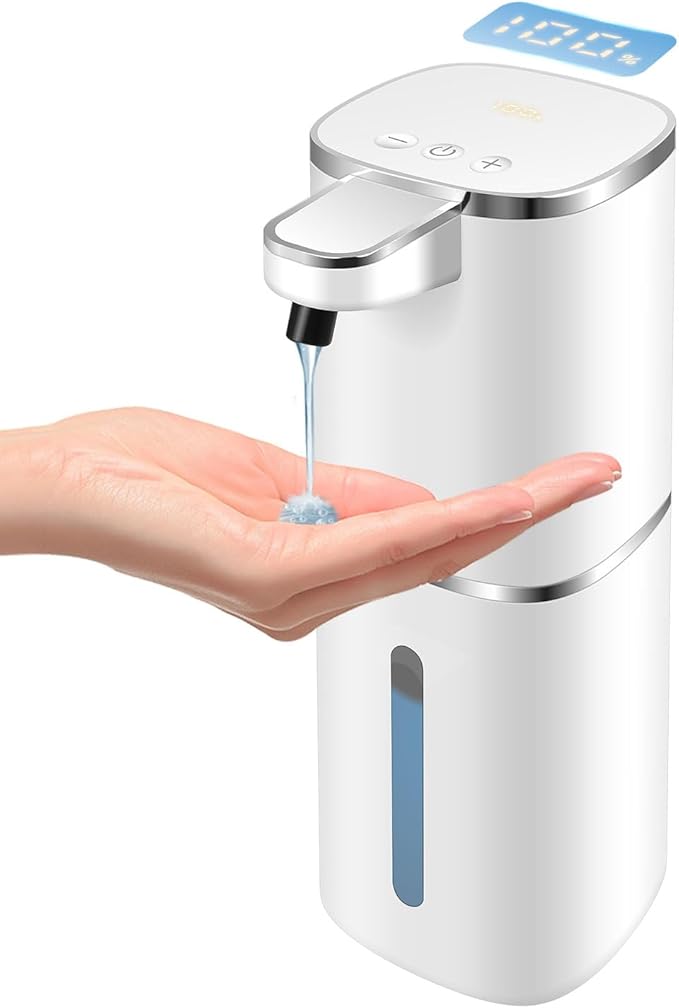 Automatic Liquid Soap Dispenser,Digital Display 9-Level Adjustable Touchless Smart Hand & Dish Soap Dispenser, USB Rechargeable, 13.5oz/400mL Wall Mounted for Bathroom Kitchen, Hotel, Restaurant