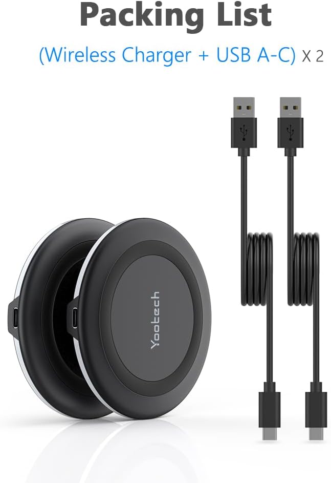 Yootech [2 Pack] Wireless Charger,10W Max Wireless Charging Pad Compatible with iPhone 17/17 Pro/17 Pro Max/Air/16/15/14/13/SE 2022/12/11,Samsung Galaxy S25/S24,for AirPods Pro 3(No AC Adapter)