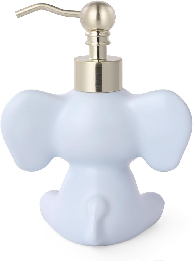 Cute Elephant Shape Soap/Hand Sanitizer Metal Pump Dispenser, Refillable for Bathroom Accessories, Gifts for Kids (Matt Blue)