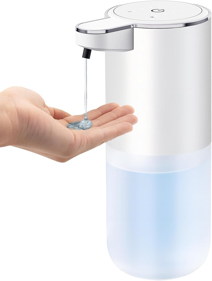 Automatic Liquid Soap Dispenser Touchless – 400ml Hand Soap Liquid Dispenser for Bathroom & Kitchen, Wall Mount or Countertop, 4 Adjustable Foam Levels, Rechargeable, IPX5 Waterproof