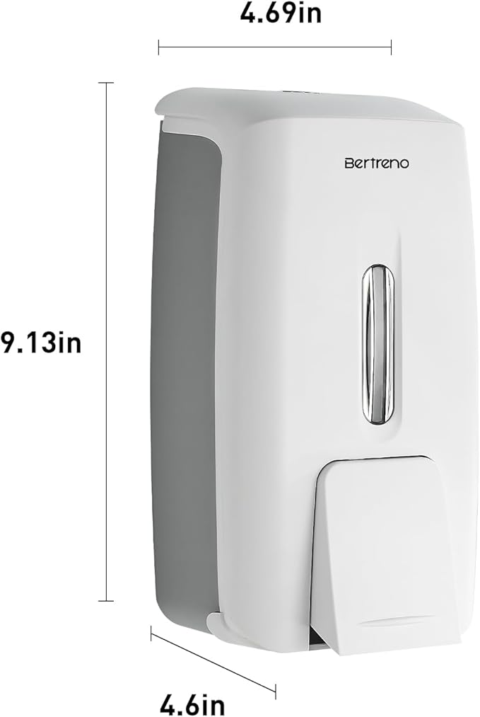 Commercial Soap Dispenser Wall Mount Manual Pump Hand Soap Dispenser 800ml Gel Liquid Hand Sanitizer Dispenser Self Adhesive for Home Bathroom (White)