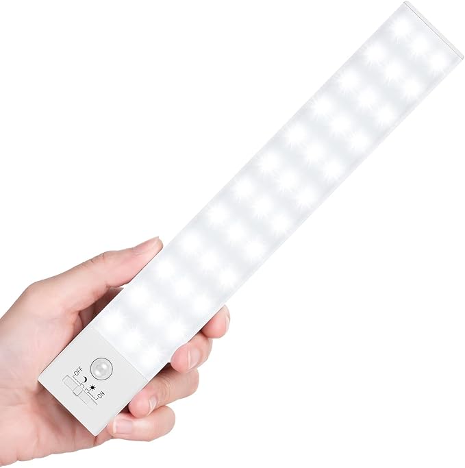 BLS 36 LED Closet Light Battery Powered, Super Bright Under Cabinet Lighting, Motion Sensor Indoor, Wireless, 1500mAh Rechargeable, 120 Days Run Time