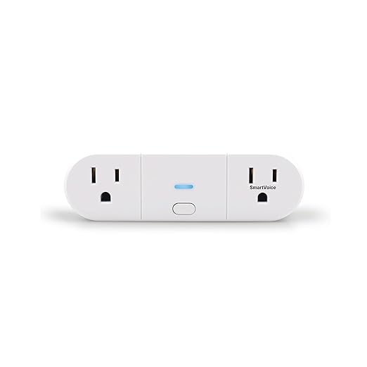 Emerson SmartVoice 2-in-1 Dual Smart Wall Plug Outlet, Voice Control, No WiFi or App, Outlet Extender with Sleep & Wake Timer, Hands-Free Control, ETL Listed