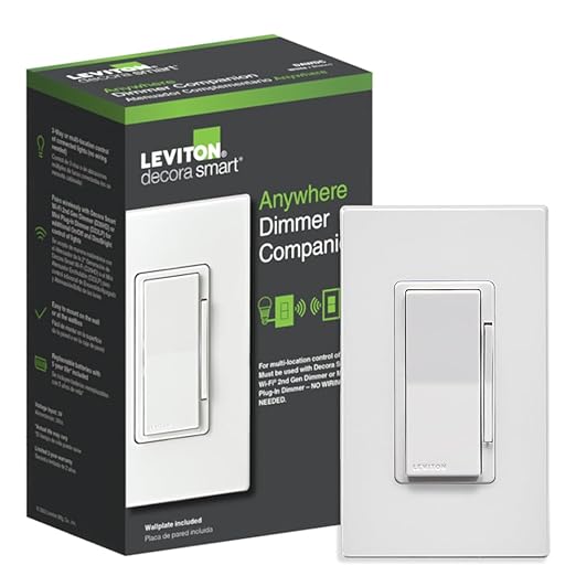 Leviton Decora Smart Dimmer Anywhere Companion, Add Wire-Free 3-Way/4-Way/5-Way On/Off/Dim/Bright Control to Decora Smart Wi-Fi Dimmers, DAWDC-1RW, White