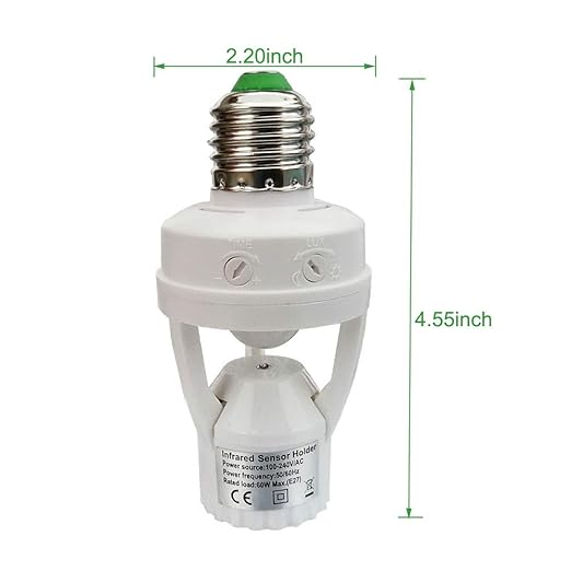 Motion Sensor Light Socket,E26 E27 PIR Motion Screw Bulb Adapter Indoor Use Only, Auto On Off Night Light Control for Garage Basement Porch Storage Room (3 Pack)