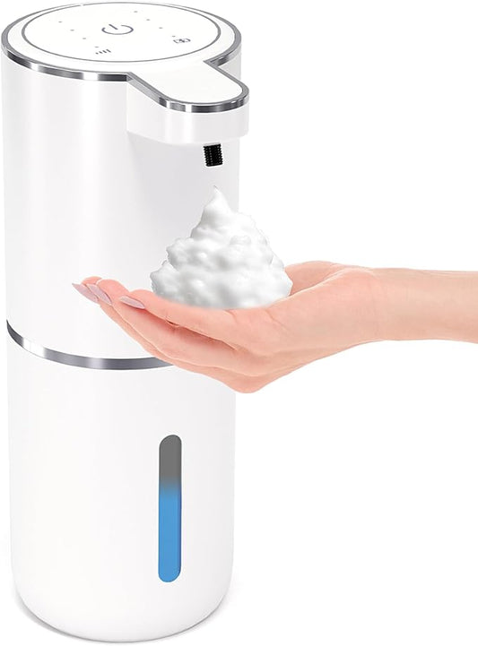 2 Pack Automatic Foaming Soap Dispenser,Touchless Foam Soap Dispenser,12.8oz Rechargeable Wall Mounted Smart for Bathroom and Kitchen Dish Soap,Easy for Toddlers(White)