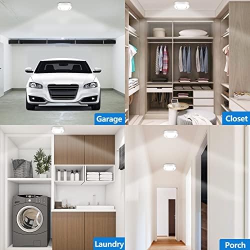 WhitePoplar Closet Light, Battery Operated Ceiling Motion Sensor LED Light, 300LM Indoor Wireless, for Hallway, Garage, Stairway, Pantry, Shed Wall, 2 Pack