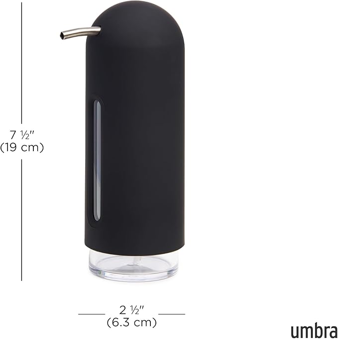 Umbra Penguin 12 oz (355 ml) Soap Pump, Kitchen Soap Dispenser, Also Works with Hand Sanitizer, Black