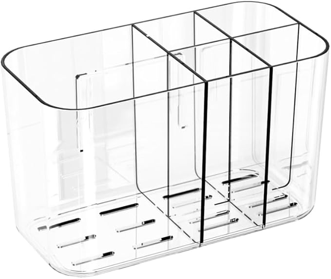 5 Slots Toothbrush Holders for Bathrooms, Wall Mounted Drill-Free Self-draining Wall Shower Holder for Toothbrush, Toothpaste, Razor, Removable for Bathroom Organizers and Storage(Clear)