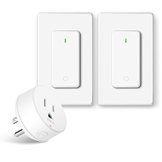 Remote Switch Outlet, GreenCyle Remote Control Plug with 2 Remotes,Wireless On/Off Light Switches Wall Mounted, 15A/1500W, TUV List, No Wiring Needed, 500ft RF Range,for Lamp,Fans,Appliances