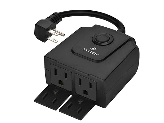 Monoprice Smart Outdoor Plug, IP65 Weather Resistance, 2 Individually Controlled Outlets, No Hub Required, Compatible with Google Home - STITCH Series