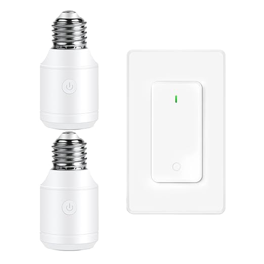 Remote Control E26 E27 Light Bulb Socket Adapter,GreenCyle Wireless Light Switch and 2 Standard Medium Base Lamp Socket Extender 2.3"(5.8cm),Screw-in,Max 500W,No Wiring Needed,500ft RF Range,for Lamp