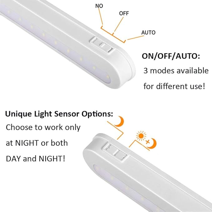 BLS T01L LED Closet Light Super Bright 20 LED Under Cabinet Lighting Battery Powered/DC Input Wireless Motion Sensing Light, Auto On Off Switch, Motion Sensor & Light Sensor, 2 Pack