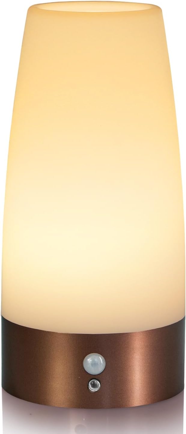 Betus Motion Sensor Night Light, Battery Operated Lamp with 2 Sensored Modes - Retro Bedside Table Desk Lamp with Soft Ambient Light for Bedroom, Living Room, Kitchen Kids Room