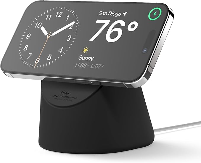 elago MS1 Charging Stand Compatible with MagSafe Charger - Premium Silicone Stand Compatible with iPhone 17/16/15/14/13/12 Series, Designed for iOS Standby Mode [Black] [Charging Cable Not Included]