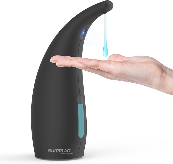 Automatic Soap Dispenser Touchless,300ML Hand & Dish Countertop Electric Liquid Rechargeable Dispenser with Sensor,Modern 4 Gear Adjustable Waterproof Kitchen Auto Soap Pump（Black）